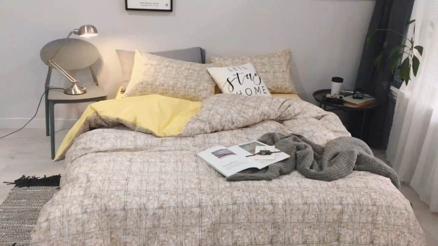 91家纺网 家纺一手货源 找家纺 艾沁家纺 2018新款北欧简约纯棉四件套里约