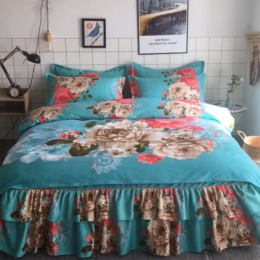 91家纺网 家纺一手货源 找家纺 梦柏 2018新款加厚磨毛四件套国色天香