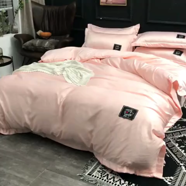 91家纺网 家纺一手货源 找家纺 欧冠 2019新款水洗真丝贴布绣四件套 床单款 玉色