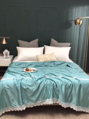 91家纺网 家纺一手货源 找家纺 优然居家纺 2019新款60支兰精天丝夏被 湖水绿