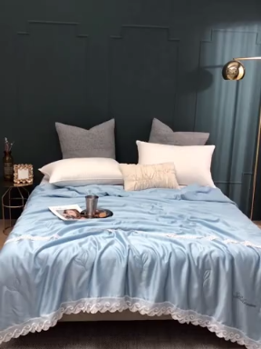 91家纺网 家纺一手货源 找家纺 优然居家纺 2019新款60支兰精天丝夏被 天蓝