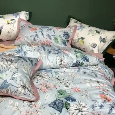 91家纺网 家纺一手货源 找家纺 优然居 2019小边款数码印花四件套 秋颜