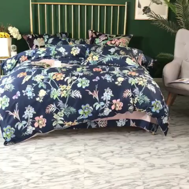 91家纺网 家纺一手货源 找家纺 优然居家纺 2019春新款数码印花四件套费丽西娅