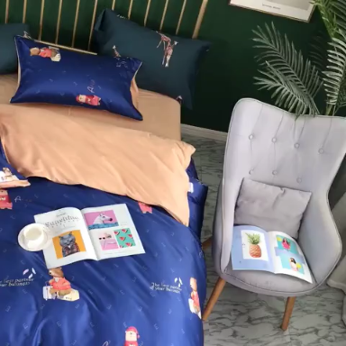 91家纺网 家纺一手货源 找家纺 优然居家纺 2019春新款数码印花四件套英氏小熊