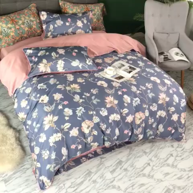 91家纺网 家纺一手货源 找家纺 优然居家纺 2019春新款数码印花四件套尤娜