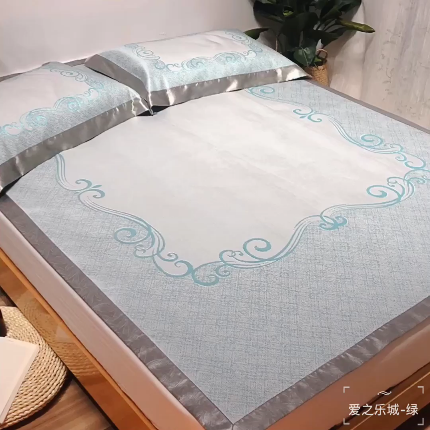 91家纺网 家纺一手货源 找家纺 本希 2019年水洗养生席提花单席款 爱之乐城-绿