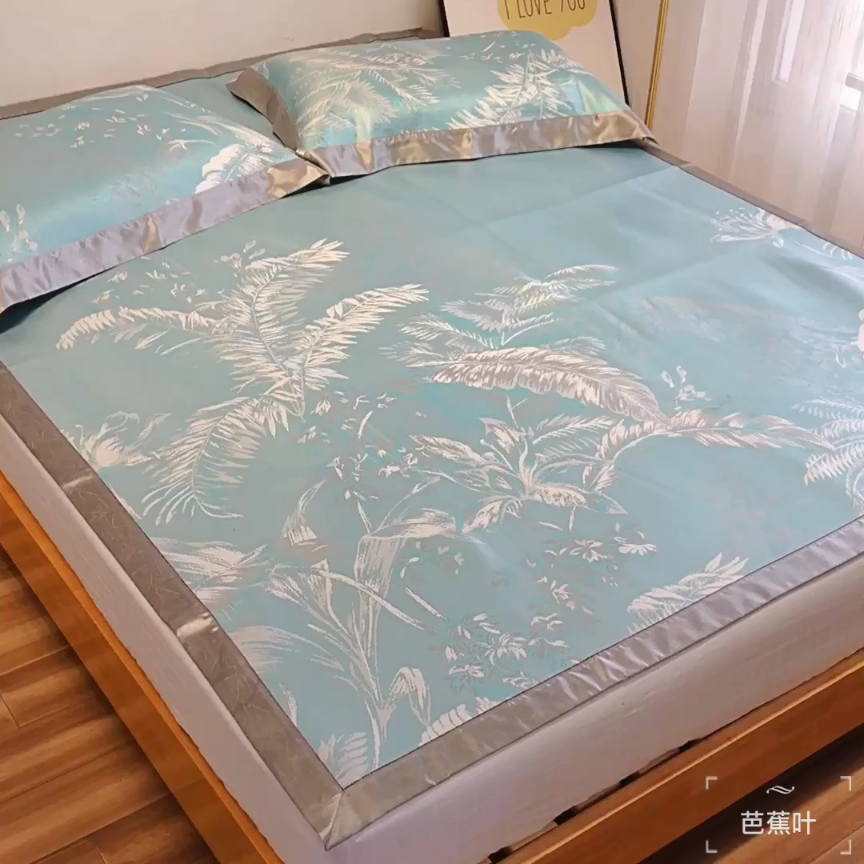 91家纺网 家纺一手货源 找家纺 本希 2019年水洗养生席提花单席款 芭蕉叶