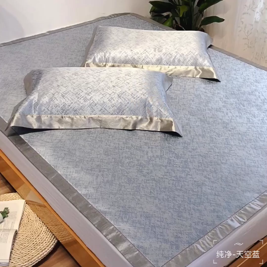 91家纺网 家纺一手货源 找家纺 本希 2019年水洗养生席提花单席款 纯净-蓝