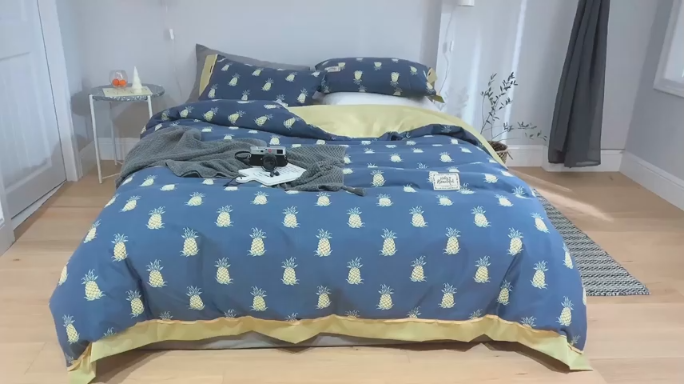 91家纺网 家纺一手货源 找家纺 棉生活 2019新款轻奢简约系列四件套 菠萝