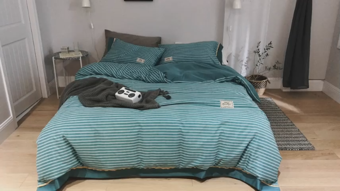 91家纺网 家纺一手货源 找家纺 棉生活 2019新款轻奢简约系列四件套 林恩