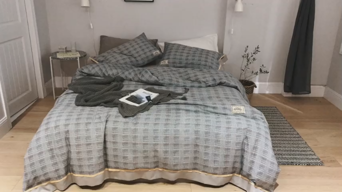 91家纺网 家纺一手货源 找家纺 棉生活 2019新款轻奢简约系列四件套 曼迪