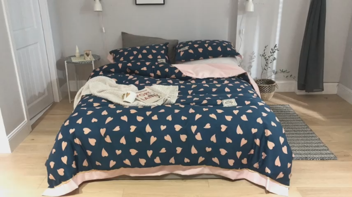 91家纺网 家纺一手货源 找家纺 棉生活 2019新款轻奢简约系列四件套 甜心