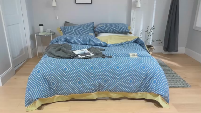 91家纺网 家纺一手货源 找家纺 棉生活 2019新款轻奢简约系列四件套 夜阑