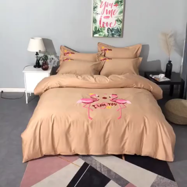 91家纺网 家纺一手货源 找家纺 幸福烈鸟13372田园风全棉毛巾绣四件套纯棉绣花四件套刺绣