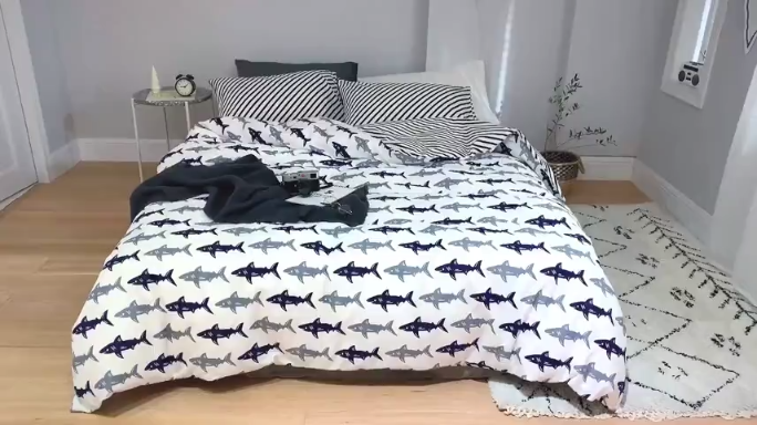 91家纺网 家纺一手货源 找家纺 艾沁 2019新款极简系列第三季四件套 港湾