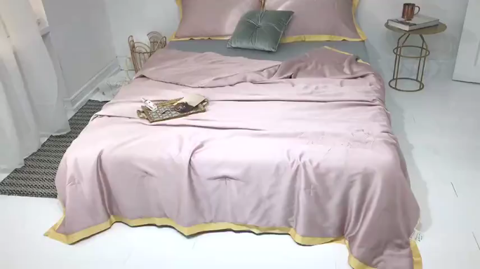 91家纺网 家纺一手货源 找家纺 润缦家纺 2019新款60天丝夏被比心系列 藕荷色