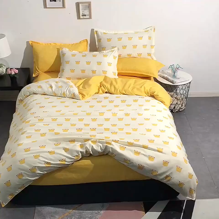 91家纺网 家纺一手货源 找家纺 赫然家纺 新款舒适柔软亲肤爆款芦荟棉四件套货源充足 皇冠