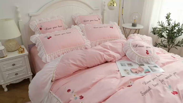 91家纺网 家纺一手货源 找家纺 亲亲公主 新款全棉蕾丝公主风四件套绣花四件套