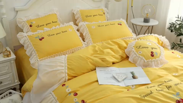 91家纺网 家纺一手货源 找家纺 亲亲公主 新款全棉蕾丝公主风四件套绣花四件套