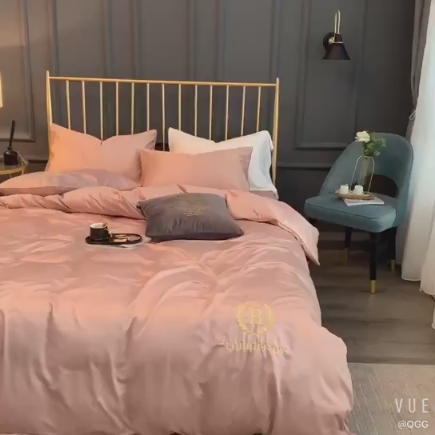 91家纺网 家纺一手货源 找家纺 琪格格 2022新款水洗真丝刺绣四件套 都市-香槟