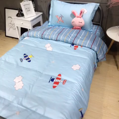 91家纺网 家纺一手货源 找家纺 棉生活 2019新款学生三件套 探索太空蓝