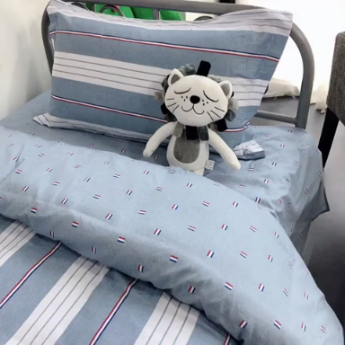 91家纺网 家纺一手货源 找家纺 棉生活 2019新款学生三件套 天空蓝