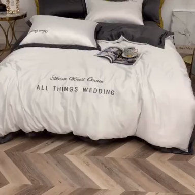 91家纺网 家纺一手货源 找家纺 优悦生活馆 2019新款永恒水洗真丝四件套 永恒-象牙白