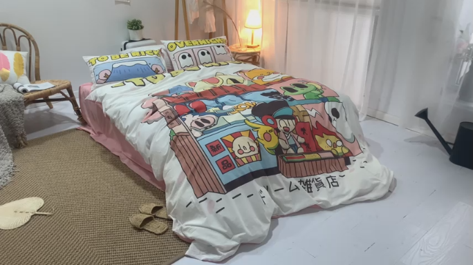 91家纺网 家纺一手货源 找家纺 璞素 2019新款水洗棉数码印花套件 美梦杂货铺