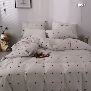 91家纺网 家纺一手货源 找家纺 艾沁 2019新款纯棉北欧极简主义系列四件套 心动