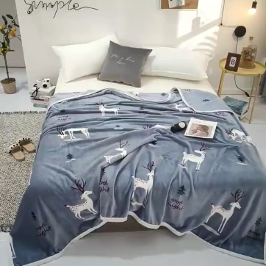 91家纺网 家纺一手货源 找家纺 羋多家纺 2023新款云貂绒系列毛毯 麋鹿