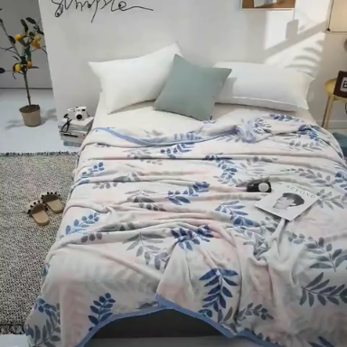 91家纺网 家纺一手货源 找家纺 羋多家纺 2023新款云貂绒系列毛毯 浅浅叶语