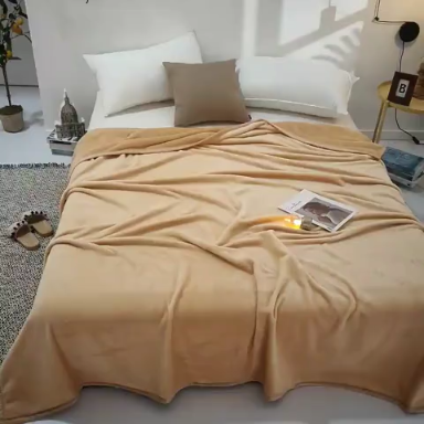 91家纺网 家纺一手货源 找家纺 羋多家纺 2023新款云貂绒系列毛毯 驼色