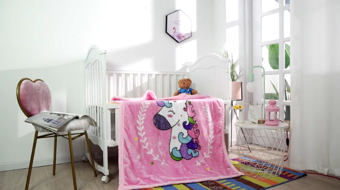 91家纺网 家纺一手货源 找家纺 凯轩毛毛毯毯子 2019新款加厚儿童云毛毯毯子 马卡龙