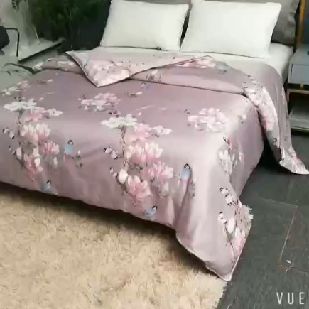 91家纺网 家纺一手货源 找家纺 鑫发家纺 2019新款织锦稠被 喜上枝头-豆沙紫