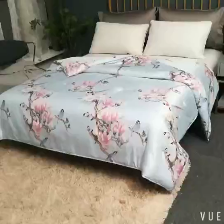 91家纺网 家纺一手货源 找家纺 鑫发家纺 2019新款织锦稠被 喜上枝头-兰