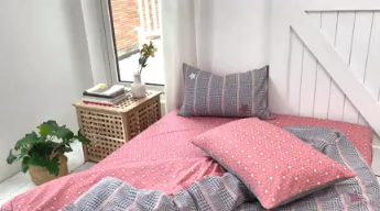 91家纺网 家纺一手货源 找家纺 时年 2019全棉小可爱四件套 格纹星星