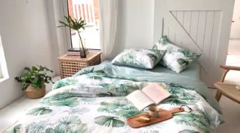 91家纺网 家纺一手货源 找家纺 时年 2019全棉小可爱四件套 绿荫