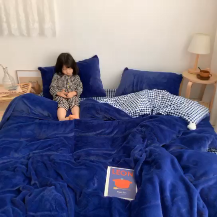 91家纺网 家纺一手货源 找家纺 2021兔兔绒四件套兔兔绒三件套（藏蓝）