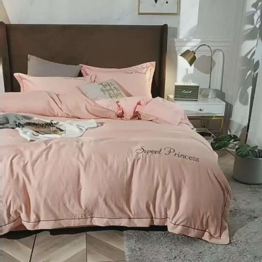 91家纺网 家纺一手货源 找家纺 骏腾 2022新款甜心公主水晶绒绣花四件套 甜心公主-玉