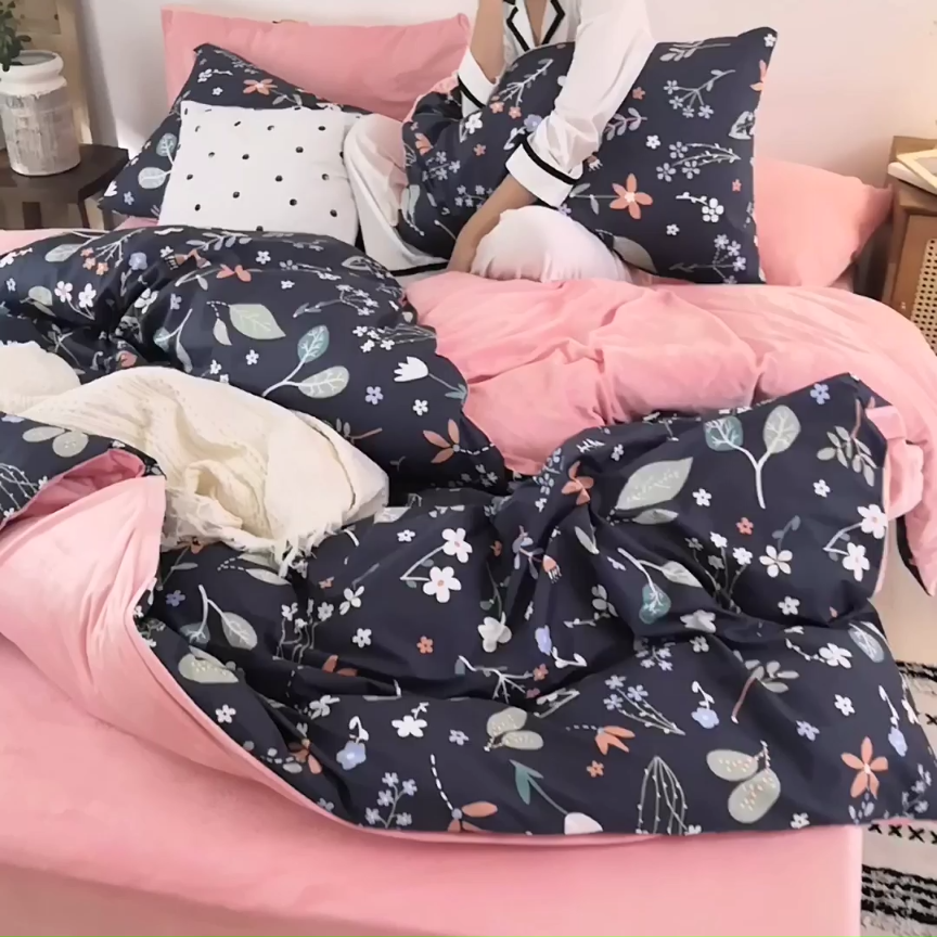 91家纺网 家纺一手货源 找家纺 珺柔-2019秋冬棉加绒四件套 春色