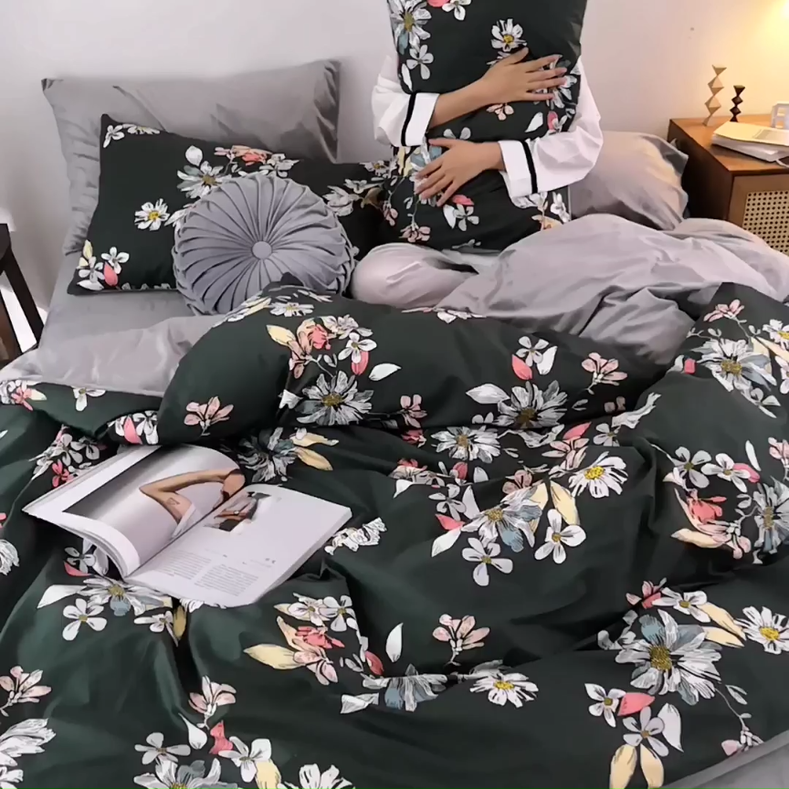 91家纺网 家纺一手货源 找家纺 珺柔-2019秋冬棉加绒四件套 浮华