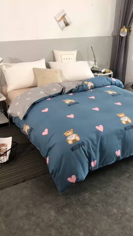 91家纺网 家纺一手货源 找家纺 圣锦 全棉单被套 浪漫小熊