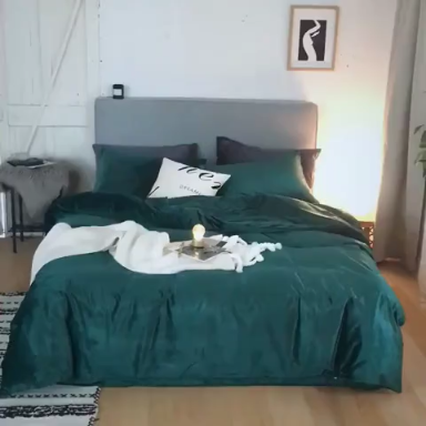 91家纺网 家纺一手货源 找家纺 （总）梦家居 2019韩国简约素色天鹅绒四件套