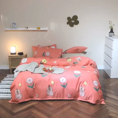 91家纺网 家纺一手货源 找家纺 珺柔家纺 2019新款13372全棉四件套 安妮