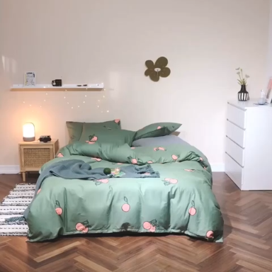 91家纺网 家纺一手货源 找家纺 珺柔家纺 2019新款13372全棉四件套 茶果