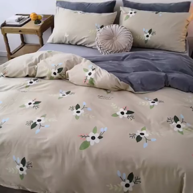 91家纺网 家纺一手货源 找家纺 昔可 2019新款13372棉加绒花卉系列四件套 蝴蝶花