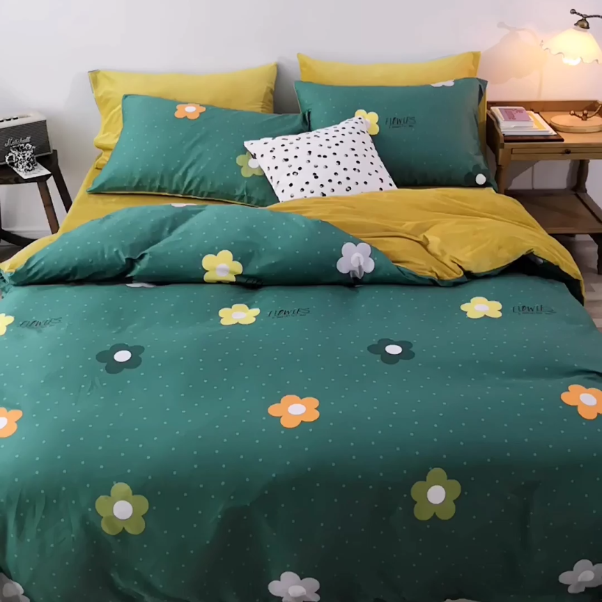 91家纺网 家纺一手货源 找家纺 昔可 2019新款13372棉加绒花卉系列四件套 泫雅花新