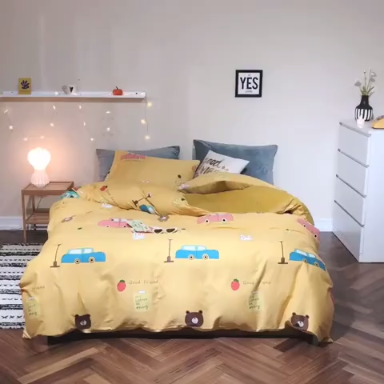 91家纺网 家纺一手货源 找家纺 昔可 2019新款13372棉加绒卡通系列四件套 动物巴士