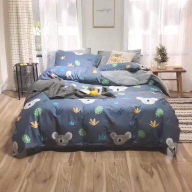 91家纺网 家纺一手货源 找家纺 昔可 2019新款13372棉加绒卡通系列四件套 可爱考拉