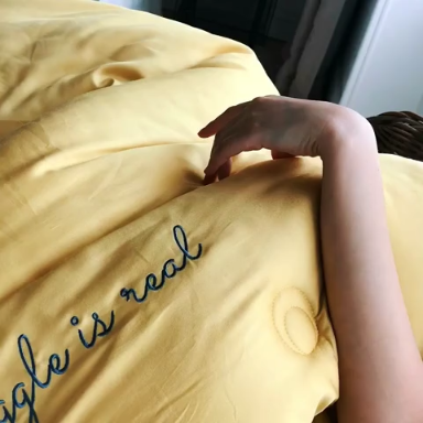 91家纺网 家纺一手货源 找家纺 莱福仕 2022 莫代尔刺绣冬被系列 冬被嫩黄